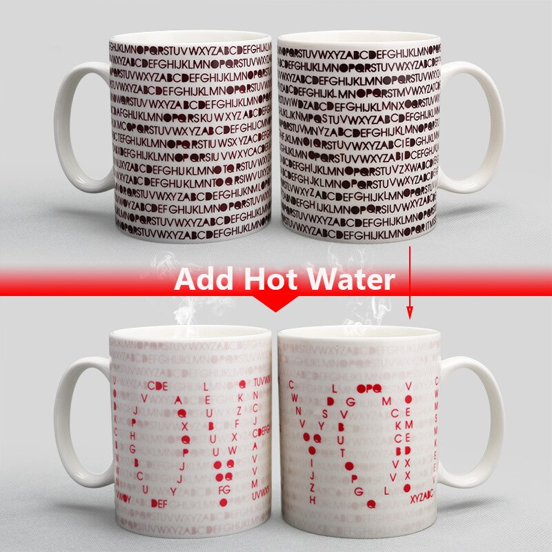 350mL Love Code Magic Mug I LOVE YOU Temperature Changing Cup Heat Sensitive Cup Coffee Tea Milk Mug Novelty