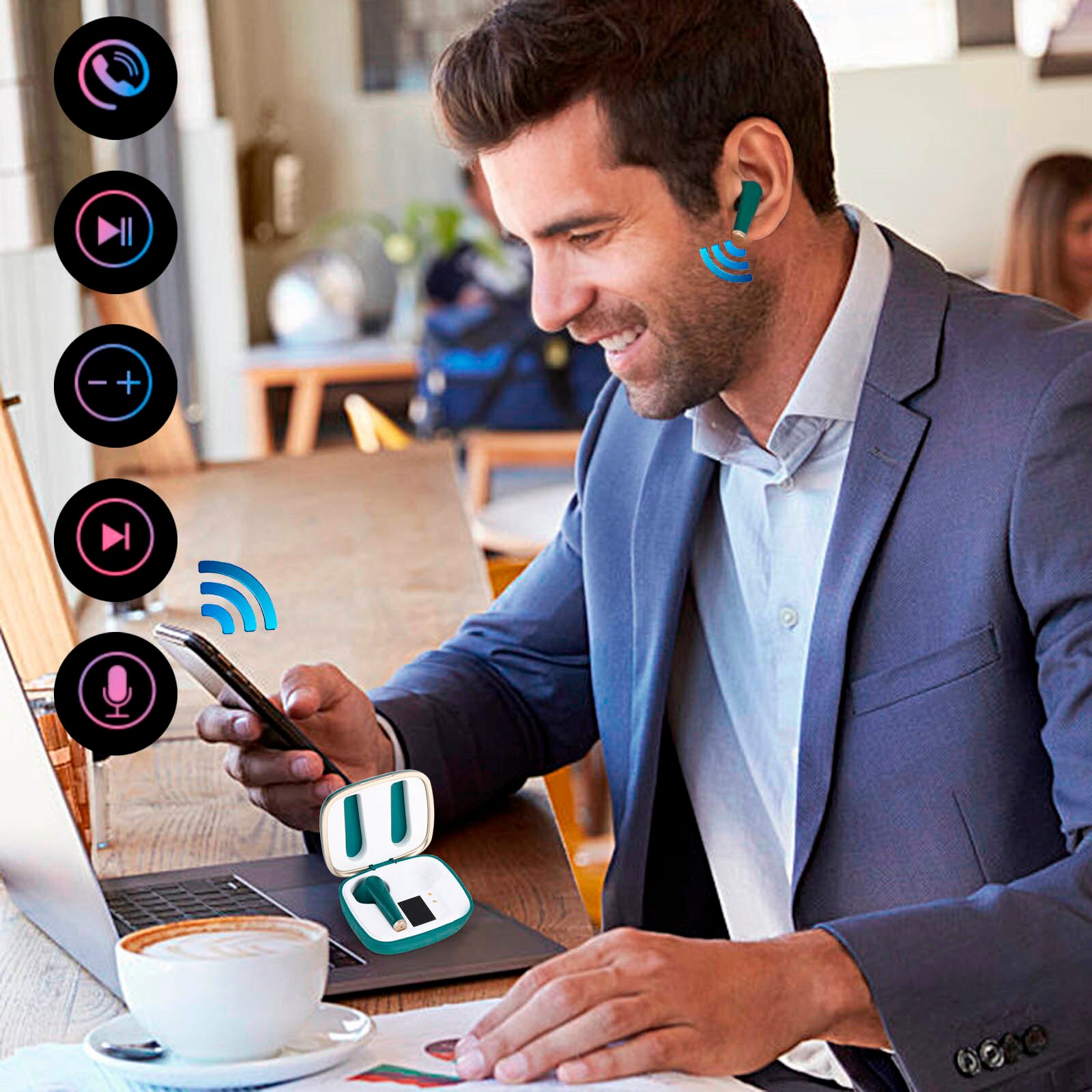 F50 bluetooth 5.0 oordopjes, bluetooth draadloze oordopjes, sport oordopjes, headset voor smartphone, iphone, samsung, xiaomi, huawei #g30