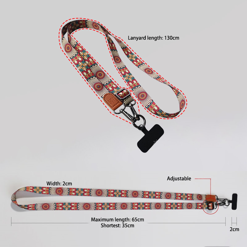 Retro Totempatroon Crossbody Mobiele Telefoon Lanyard Verstelbare Hangende Hals Mobiele Telefoon Riem Hanger Met Universele Kaartpakking