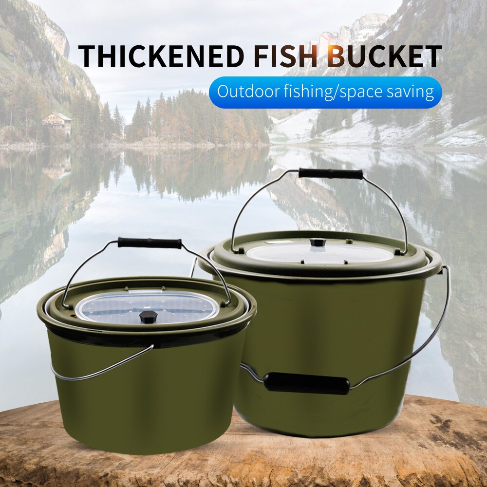 LUSHAZER Plastic Live Fish Bucket Camping Carp Fishing Tackle Water Container Handle Fish Storage Tools De Pesca Live Bait Box