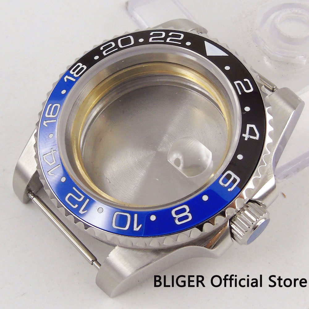 Caja de reloj Bliger de 40mm, lupa de fecha con bisel de cerámica, cristal de zafiro, ajuste ETA 2836, reloj de movimiento