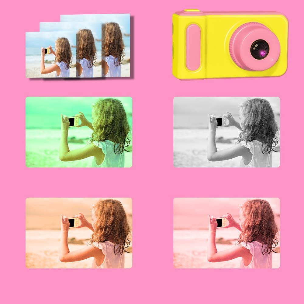Enfants caméra enfants caméra vidéo numérique 1080P FHD enfants antichoc vidéo caméscope avec 2 pouces IPS écran enfants appareil photo numérique rose
