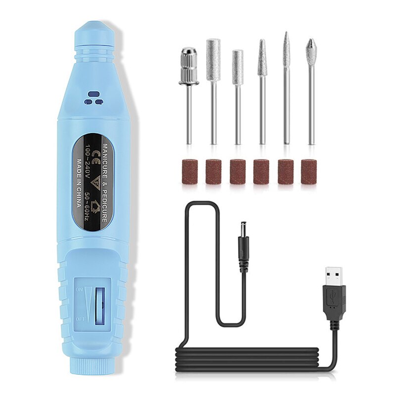 Electric Nail Drill Acrylic Nail Tools Portable Nail Drill File Kit Pen Shape Finger Toe Nail Care