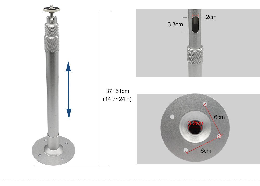 40Cm 60Cm Universele 1/4 6Mm Projector Mini Hanger Plafond Mount Muurbeugel TD90 Leisure 3 W18 P62 k9 Projector Houder Stand: 38cm to 61cm