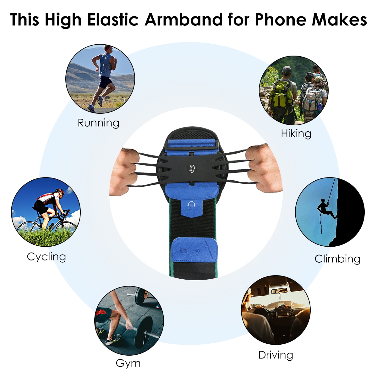 Draaibare Sport Armband Telefoon Houder Hardlopen Fietsen Jogging Universal Arm Band Met Aangrijpende Bandjes Voor Iphone 4-6Inch telefoons