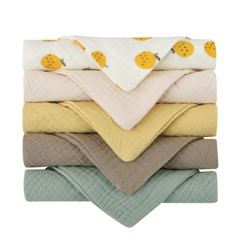 5 Pcs/set Soft Cotton Baby Face Towel Bath Towel Absorbent Gauze Newborn Burp Cloths Kids Washcloth Handkerchief Feeding Towel: square towel-8