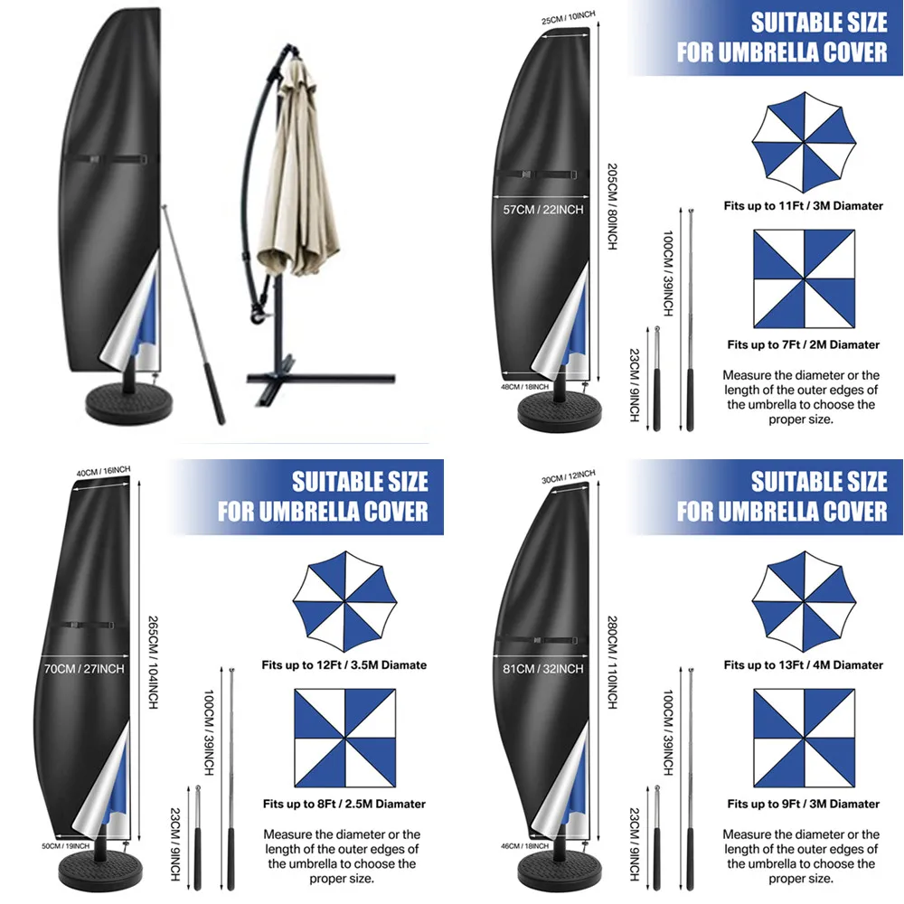 Durable Hanging Banana Style Parasol Cover Patio Umbrella Cover Waterproof Cantilever Offset Umbrella Cover With Sturdy Zipper