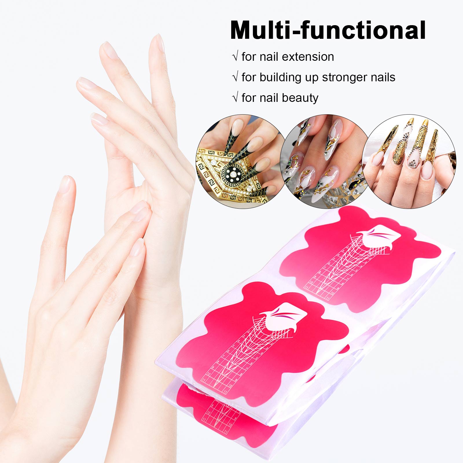 100/500Pcs Franse Nail Form Tips Acryl Uv Gel Extension Curl Vorm Builder Gel Sticker Nail Art Guide mold Manicure Stencil