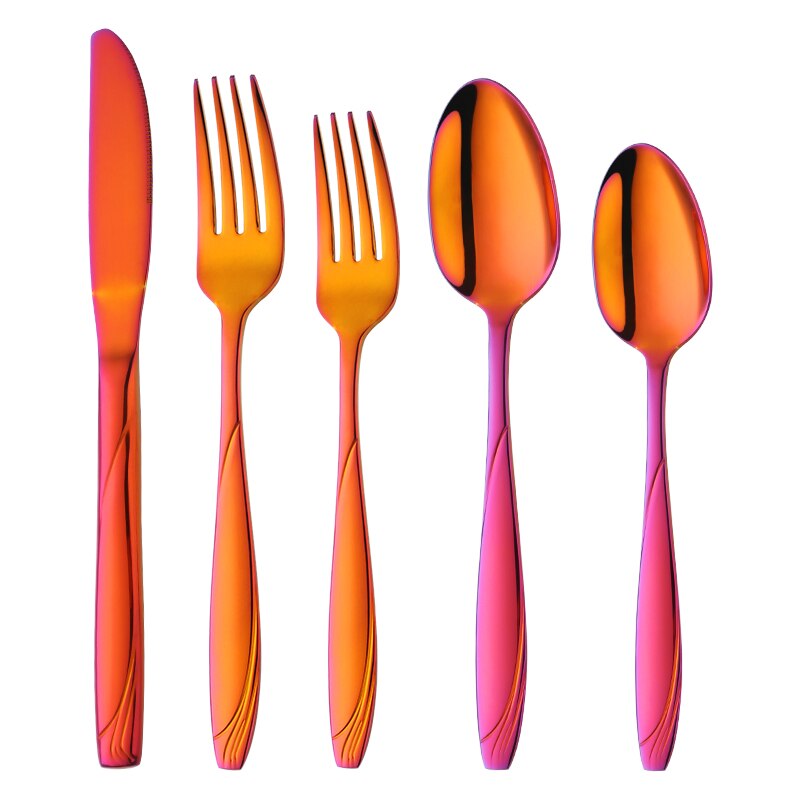 Pattern Stainless Steel Tableware 5 Components 20-Piece Set Western Food/Steak Knife and Fork Spoon Kit