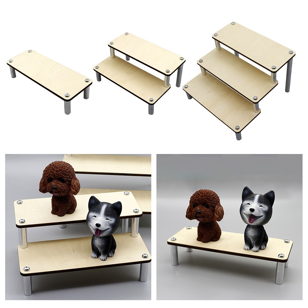 Wood Shelf Table Top Retail Display Riser Toy Doll Display Collections Organizer