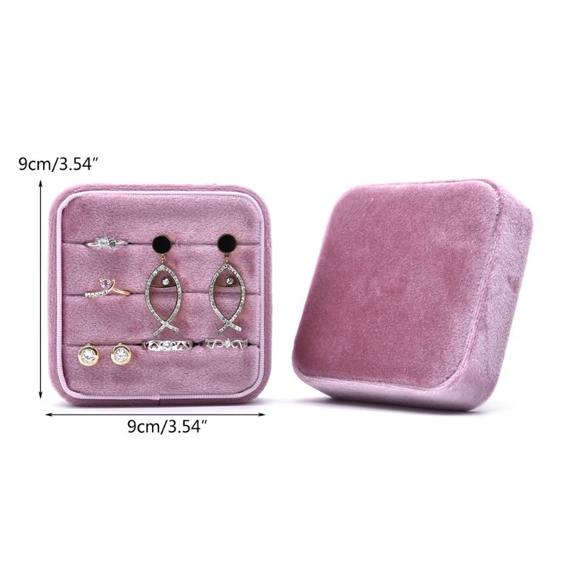 Velvet Ring Box,Square Vintage Wedding Ceremony Ring Box with Detachable Lid, Engagement Ring Box Holder,Valentine's Day