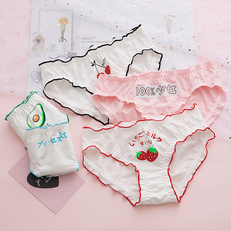 5 pièces fille culotte adolescent sous-vêtements fraise sous-vêtements jeune fille slips confortable coton culottes sous-vêtements pour enfants