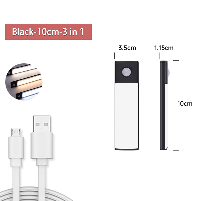 Lumière d'armoire Led avec capteur de mouvement, Rechargeable par USB, trois couleurs dans une lampe pour cuisine, garde-robe, éclairage intérieur 10/20/30/40/60cm: kaki foncé
