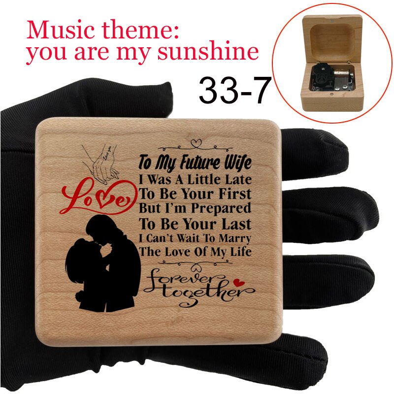 You are my sunshine music box wind up mechanical love quotes print wood dad birthday party family for wife Son Daughter