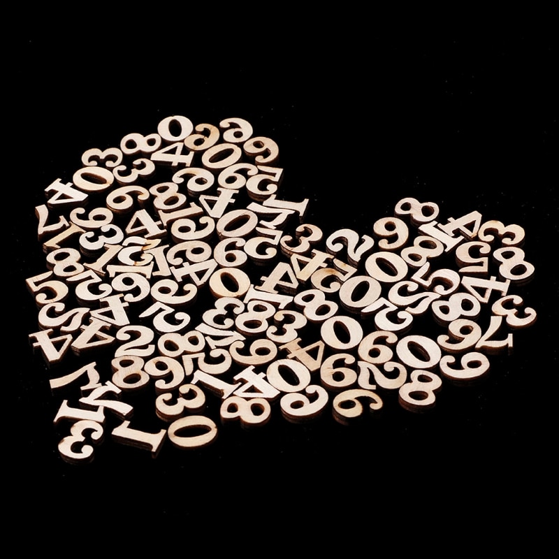 100Stck Holz 0-9 Zahlen Verzierungen 15mm Scrapbooking Karte, sterben Fertigkeit DIY