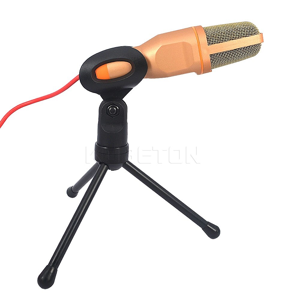 Kebidumei SF-666 Handheld Microfoon Professionele 3.5mm Jack Wired Sound Stereo Mic Met Stand Statief Voor Desktop PC: Silver