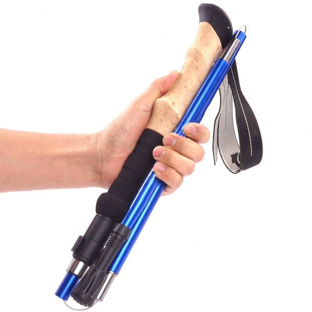 Multi-section Ski Poles Trekking Pole Lightweight Aluminum Alloy Folding Trekking Pole Hiking 5 Section Walking Stick Skiing