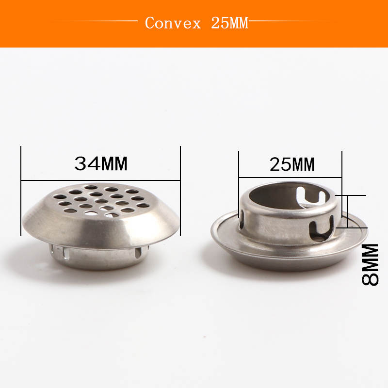 1pcs Dia.19mm/25mm/29mm/35mm/53mm Cabinet Air Vent Louver Mesh Hole round Stainless Steel Flat surface Convex surface: Convex 25mm