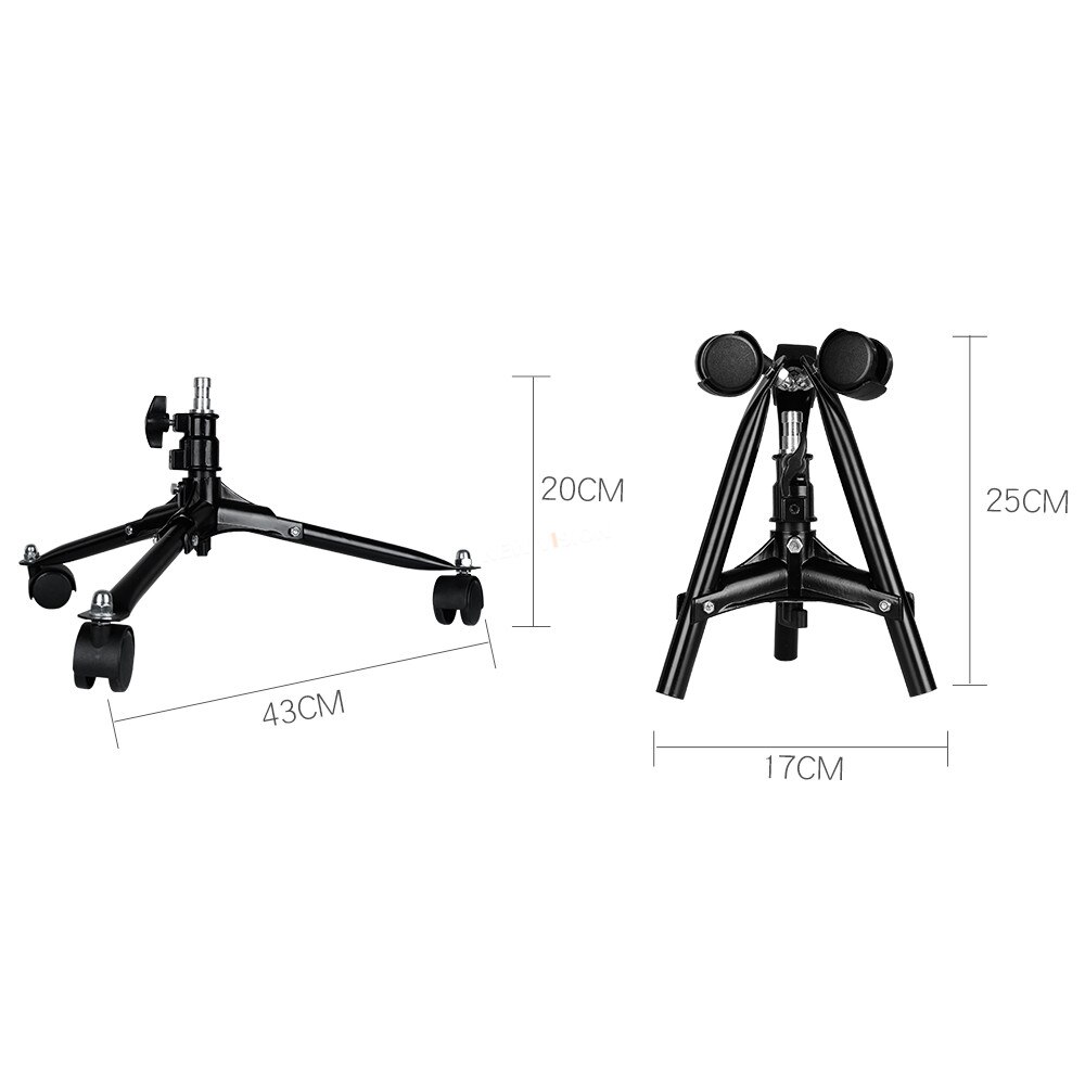 20cm Durable Folding Dolly Wheels Floor Light Stand for Studio Flash