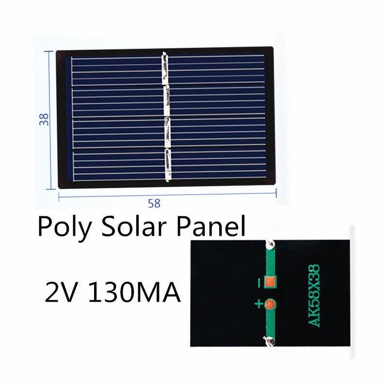 1pc Mini Poly Solar Panel 2V 130MA for Mini solar panel charging and generating electricity 58*38MM