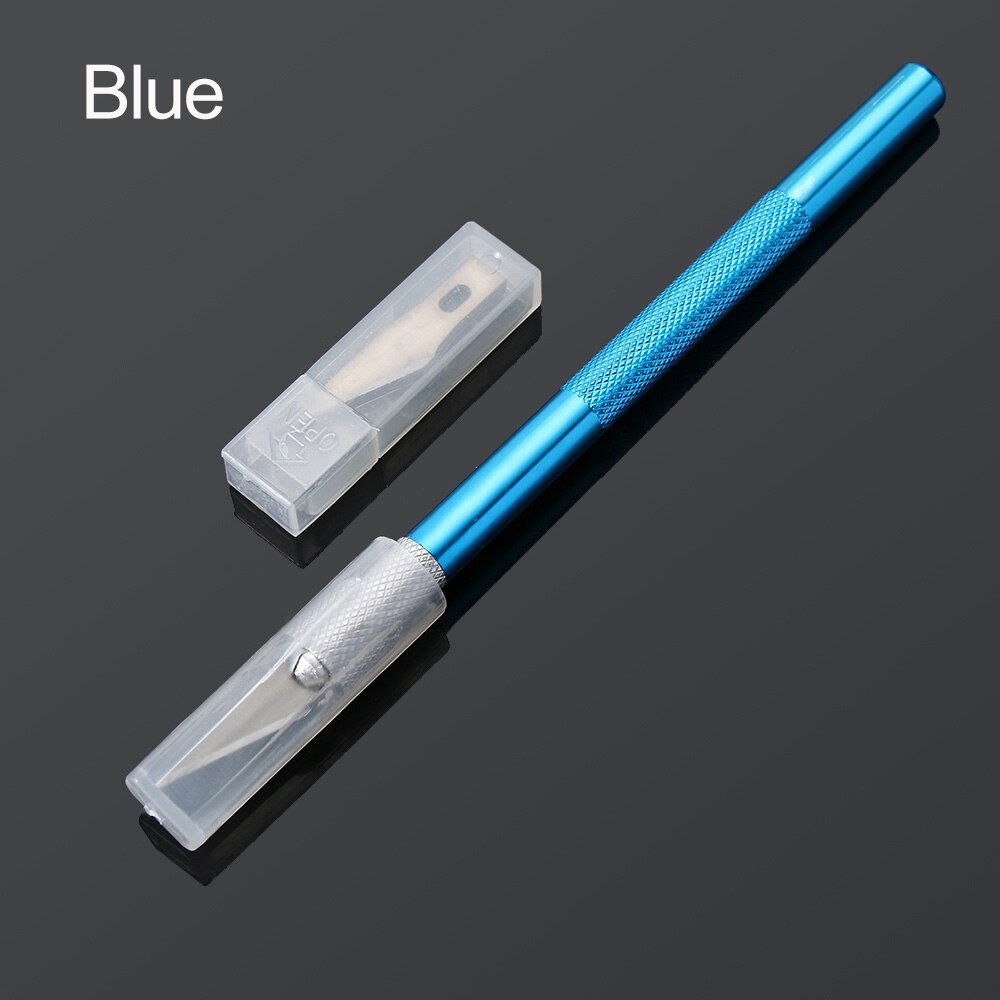 6Pcs Metal Handle Non-Slip Carving Knife Sharp Knife Edge Carving Pen Scalpel Engrave Pastry Cutting Model Making Baking Tool: blue