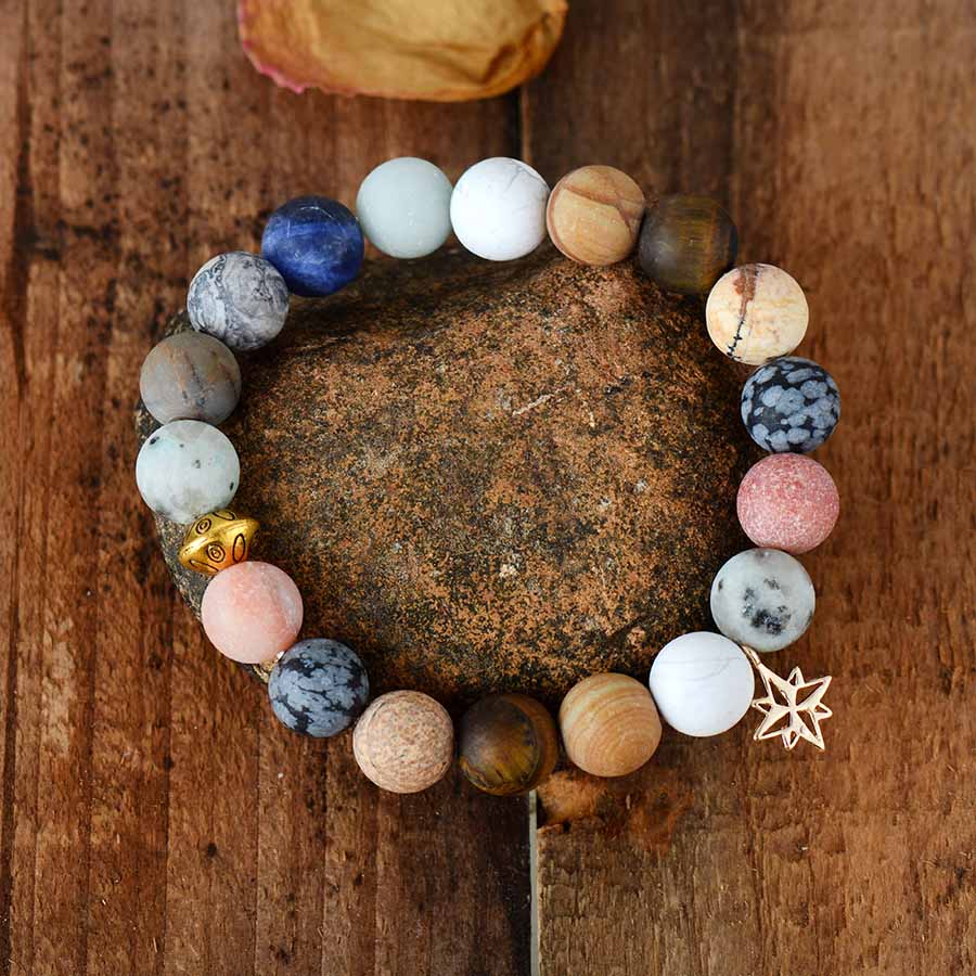 Beaded Stone Bracelet 10mm Matte Semi Precious Stone Women Stretchy Bracelets Yoga Mala Elastic Charm Bracelets Jewelry