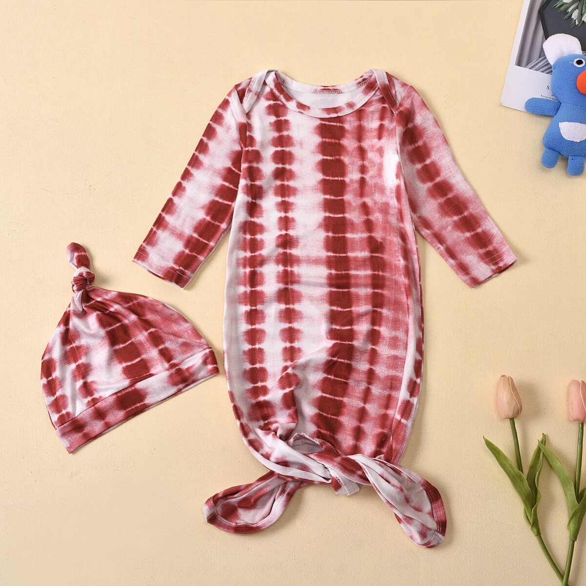 Emmababy Pasgeboren Baby Jongens Meisjes Herfst 2 Stuks Slaapzak Set Tie-Dye Lange Mouwen Een Stuk zak + Hoed Voor Peuter 0-6 M