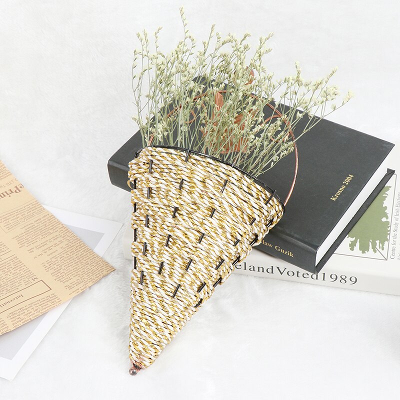 Natuurlijke rieten bloemenmand wanddecoratie pot plantenbak rotan vaas