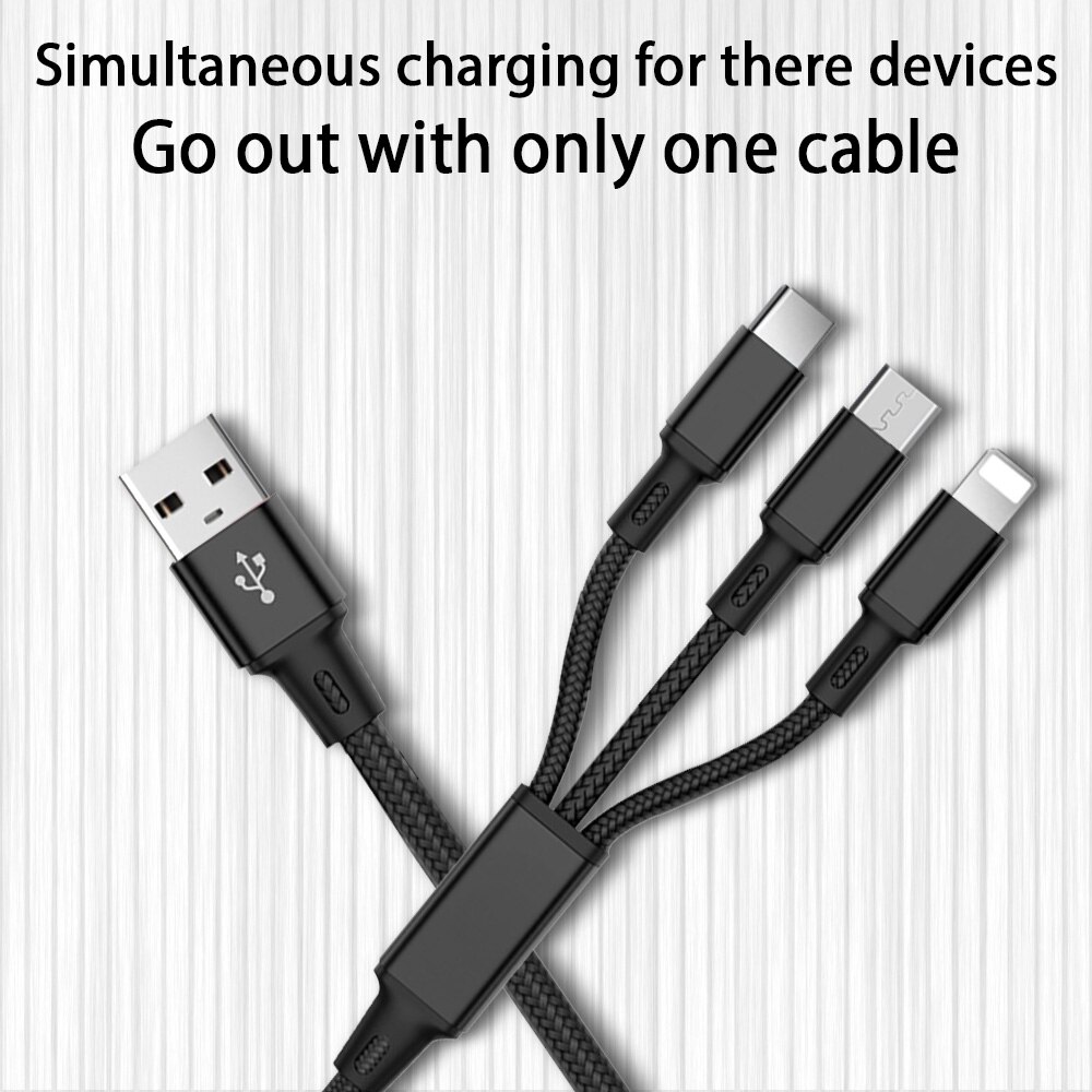 3 in 1 Fast Charging Cable For Samsung Note 10 9 S20 S10 S9 S8 A9 A7 A6 Plus Lite Dual USB Port QC 3.0 Car Charger Adapter