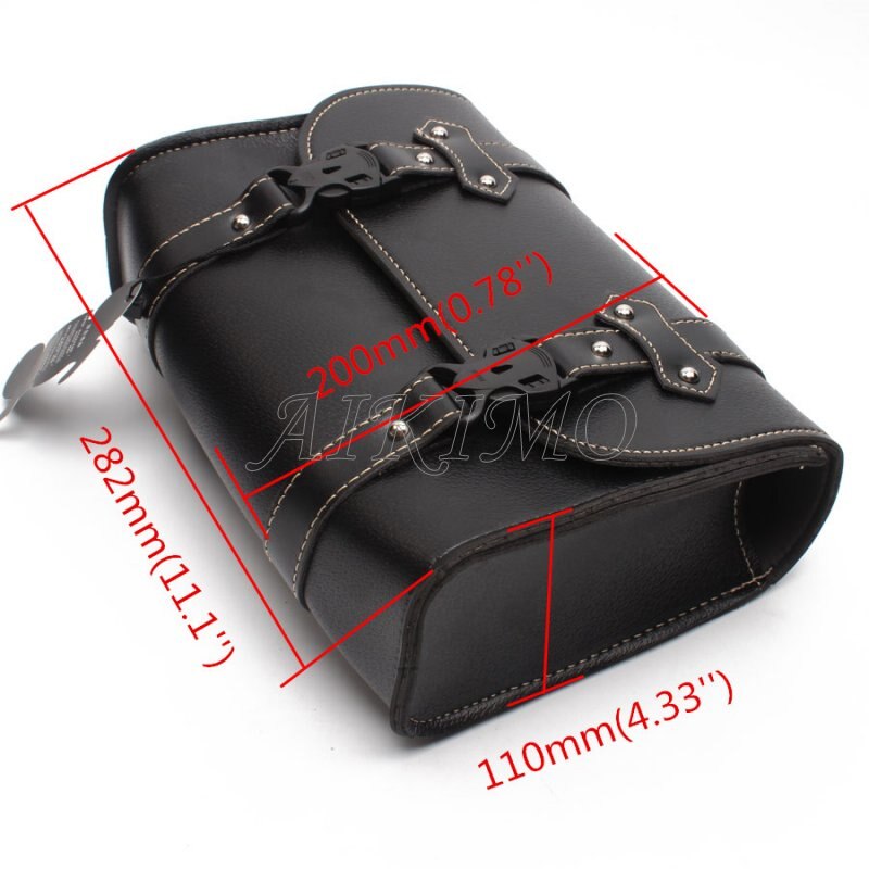 Black Motorcycle Saddle Bags PU Leather Motorbike Side Tool Pouch Tail Bag Luggage Borsello Moto Universal D20