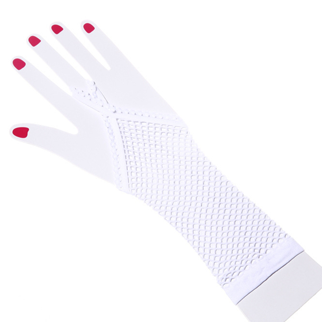 Luksuriøse fingerløse handsker til natklubber og handsker til danseforestillinger: Hvid