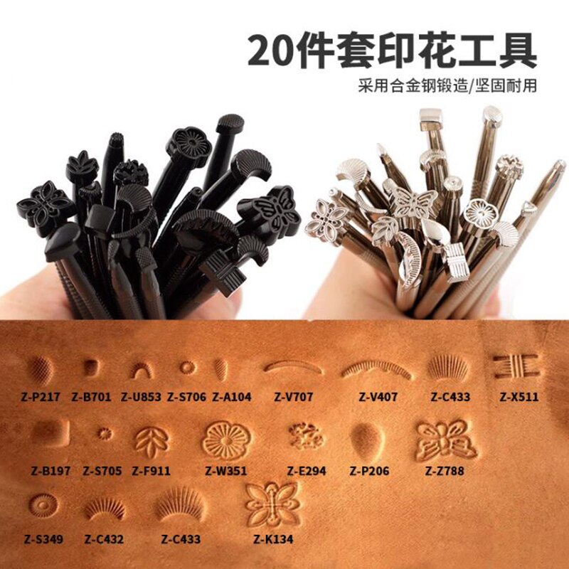 20 stk / sæt læder udskæring trykværktøj sæt håndlavet læderfabrik diy kunstproduktion læder værktøj praktisk