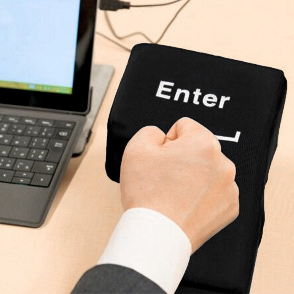 OCDAY Portable Decompression USB Big Enter Key Pillow Soft Computer Button Return Key Pillow Offices Vent Toys stress Relief Toy