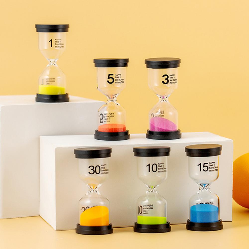 Sand Clock Timer 6 Pcs/Set 1/3/5/10/15/30min Sandglass Hourglass School Kids Game Decor