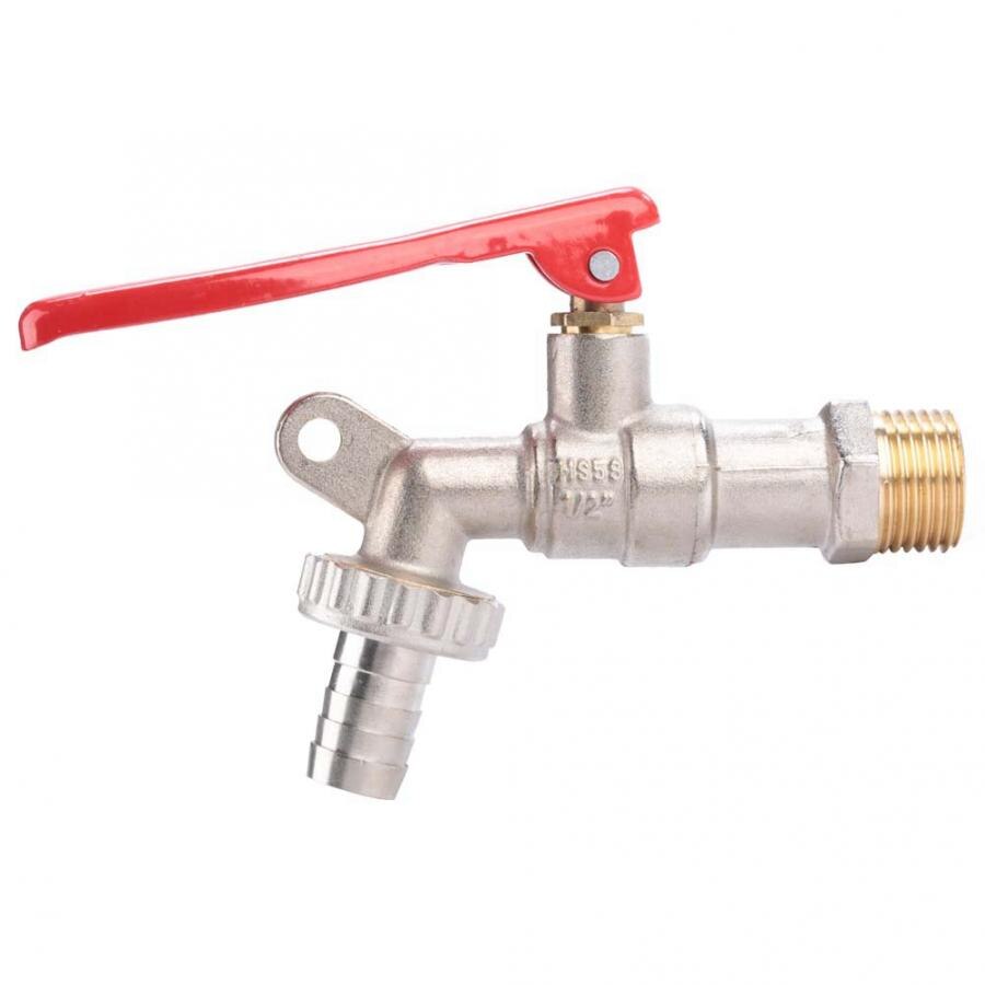 Ball Valve Brass 1/2" Thread Water Tap Lockable Faucet Home Outdoor Garden Tool Valve