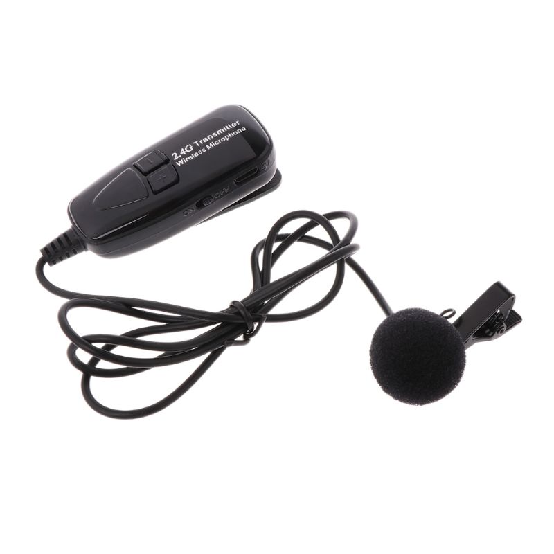 OOTDTY 2.4G Wireless Tie Clip Microphone Lavalier Lapel MIC Guitar Pickup for Speaker