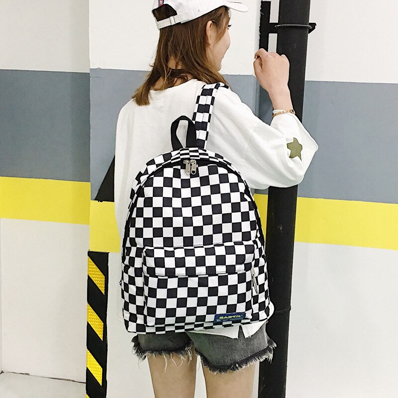 Unisex Plaid Nylon Vrouwelijke Rugzak Laptop Schooltas Schooltas School Leisure Outdoor Sporttas