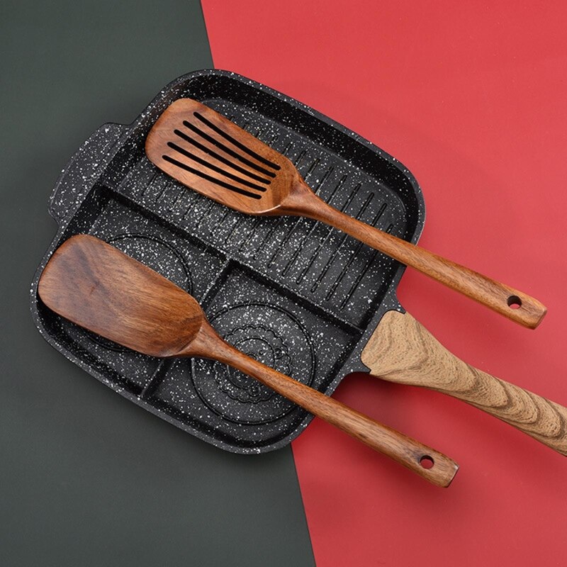 Natural Wooden Cooking Shovel Spatula Turner Kitchen Utensil Tools Non-stick Long Handle Cookware