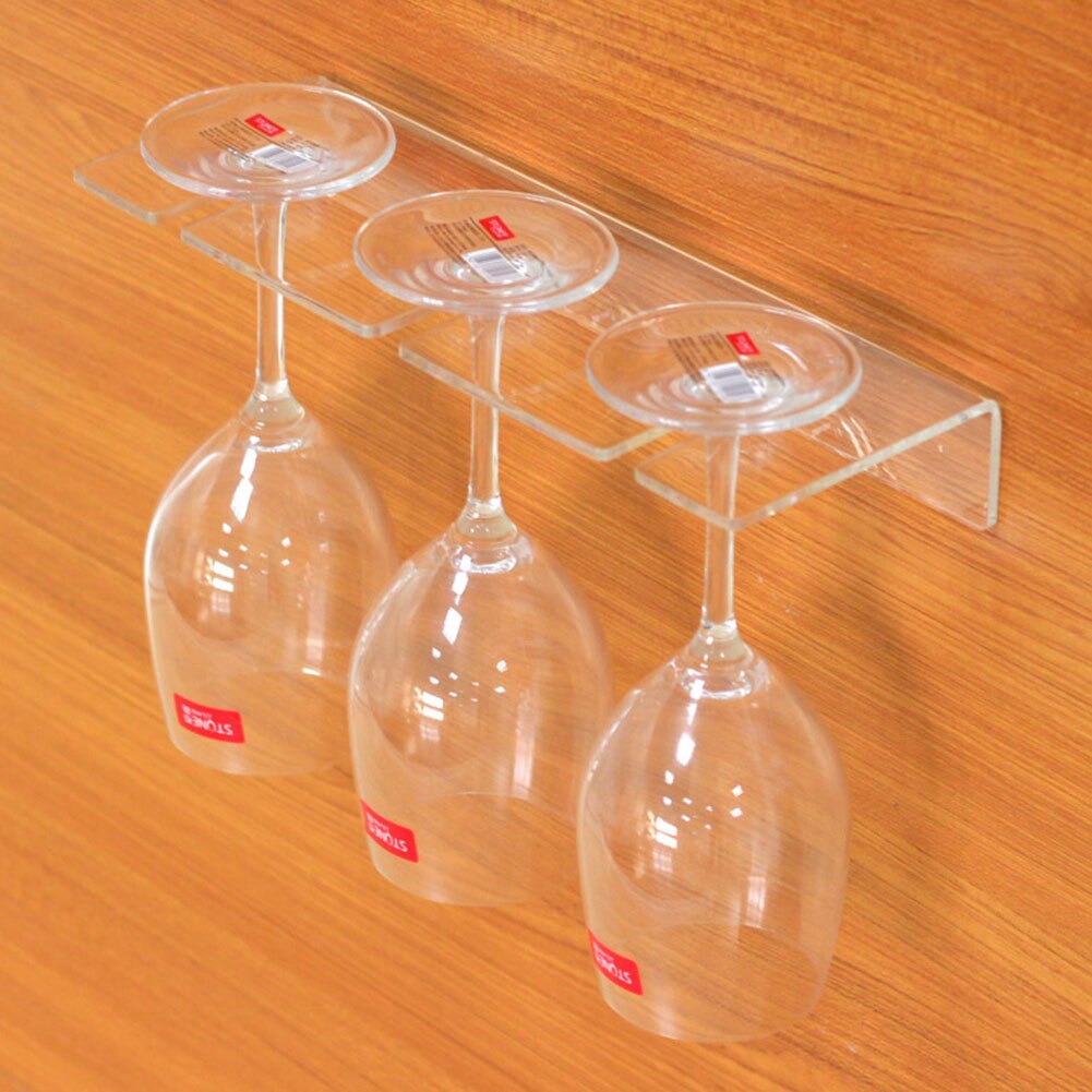 Wall Mount 3 Slot Acrylic Wine Glass Rack Upside Down Wine Rack Goblet Rack Hanging Wine Hanging Cup Holder