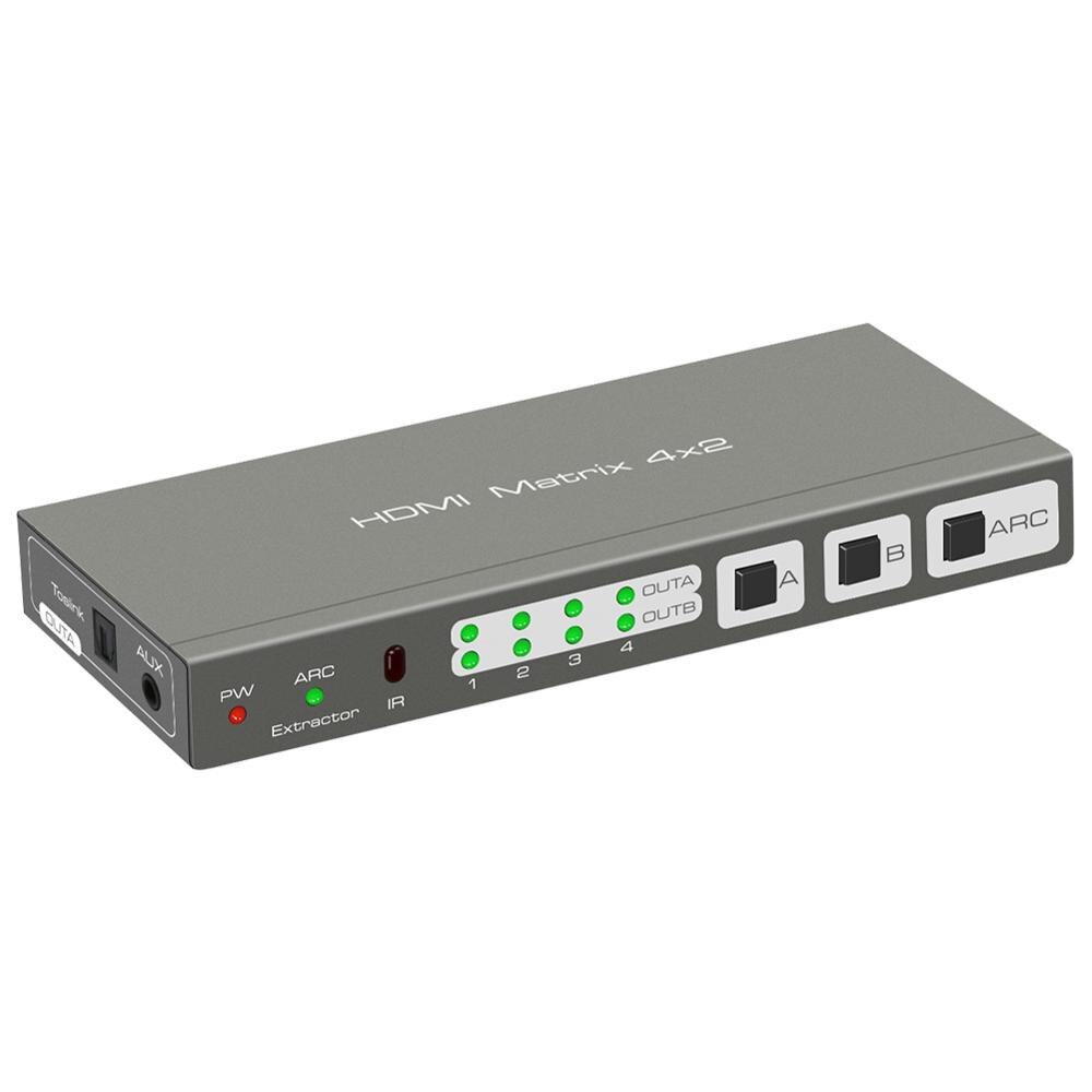 HDMI Matrix Switcher, 1.4 HDMI Matrix 4 in 2 out Matrix Switcher 4 in 2 out 4K2K Audio Separation supports ARC/EDID control
