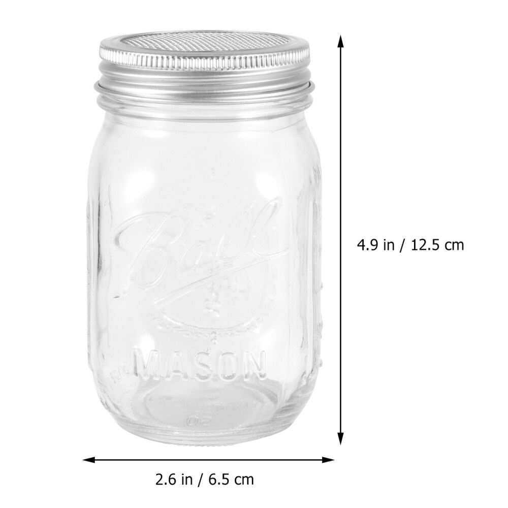 Bocaux en verre 3 pièces à large bouche Mason pots Kit de pot de germination de graines pour la maison potager (450ml avec couvercle et support)