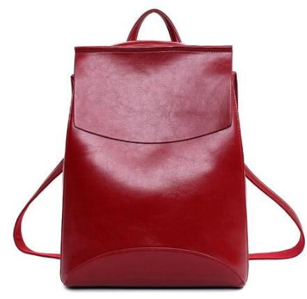 Frauen Leder Rucksäcke Schule Tasche Schüler Rucksack Damen Frauen Taschen Leder Paket Weiblichen Sack dos: Burgund