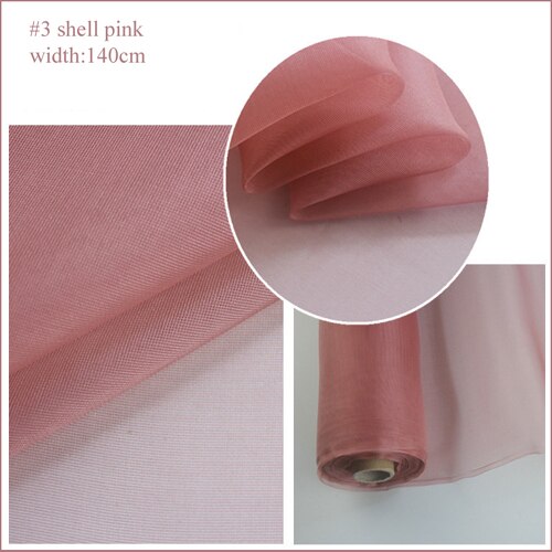 100cm*140cm hvid sort silke gaze stiv brudekjole materiale rent silke mesh: 3 skal pink