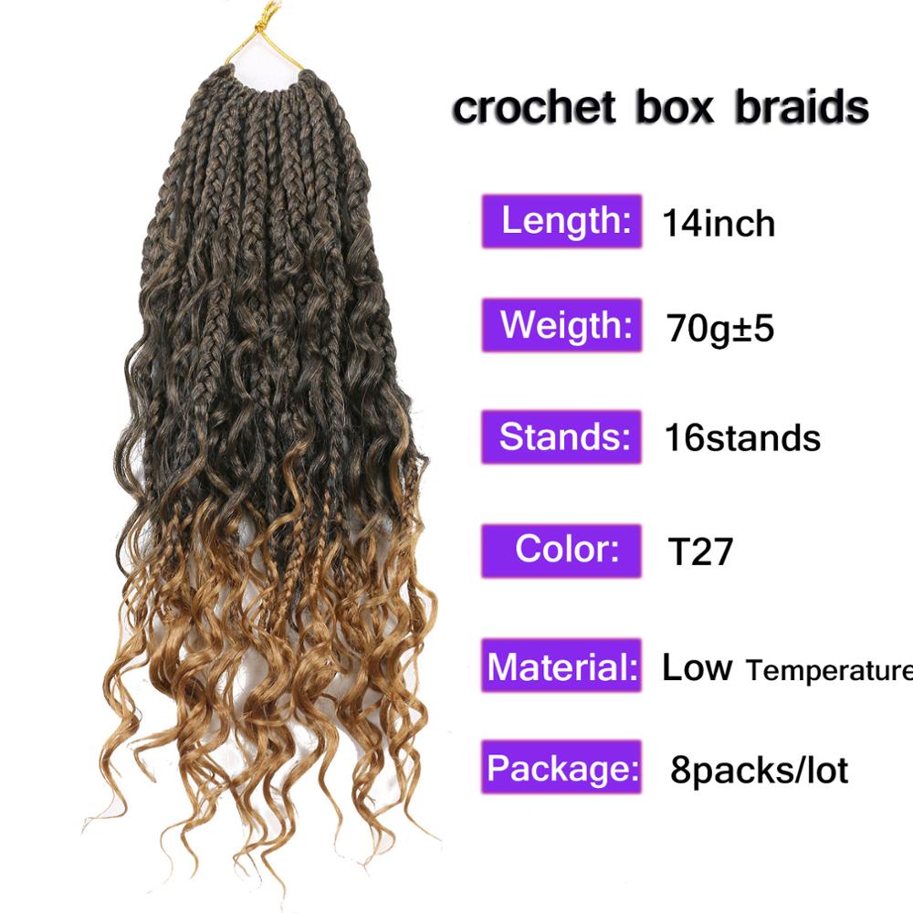 Crochet Box Braids Curly Ends 14 Inch Bohemian Box Braids Crochet Hair for Black Women 3X Crochet Braid Hair Extensions