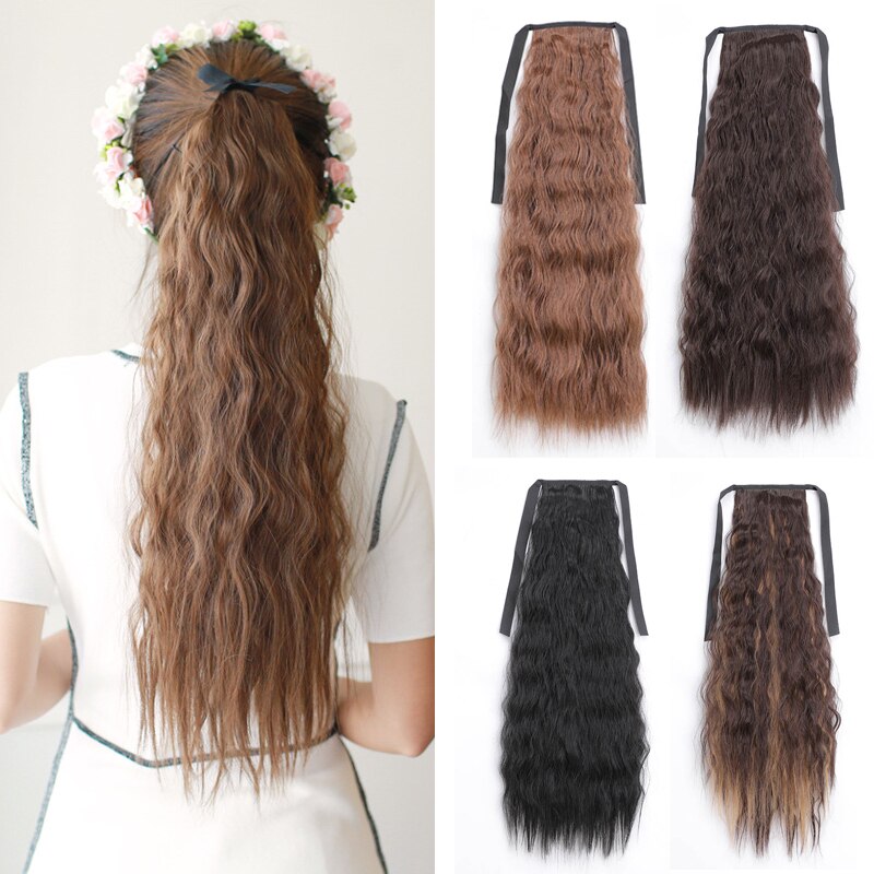 LISI HAIR Long Straight Clip In Tail False Hair Ponytail Hairpiece With Hairpins Synthetic Pony Tail Extensions