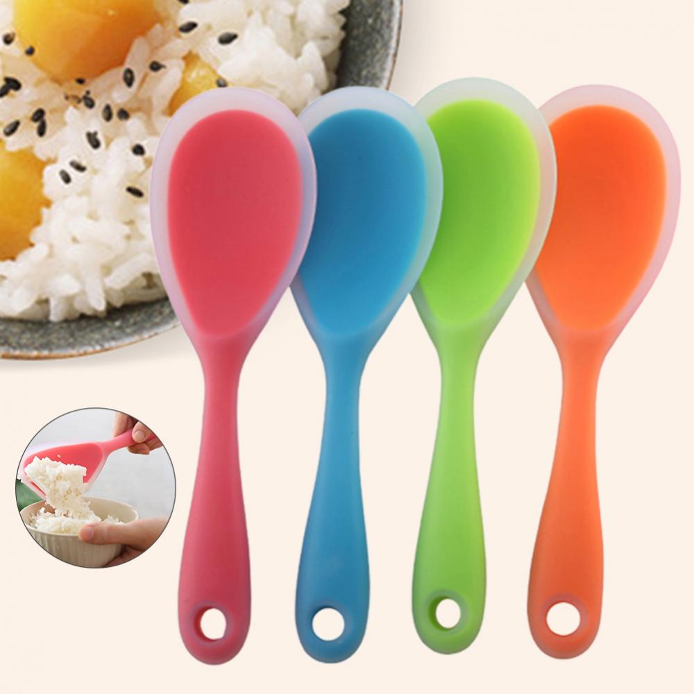 1PC Kitchen Tool Rice Server Rice Spoon No-stick Silicone Rice Shovel Spoon Cooking Scoop Baking Tool Kitchen