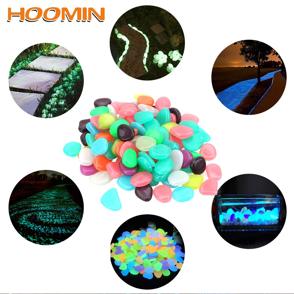 100 pièce/pack pierres brillantes artificielles pour passerelle Aquarium jardin cour lueur dans le jardin sombre PebblesRock pierres lumineuses
