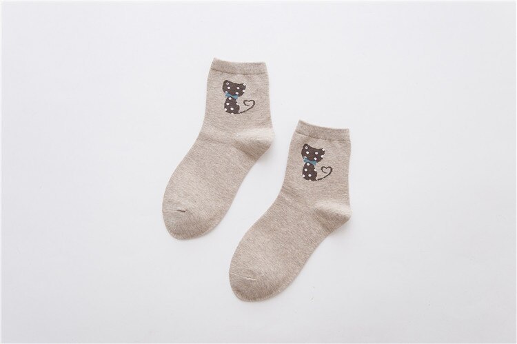 Cute Cat Women Socks Middle Tube Cartoon Cotton Socks for Girls: 007
