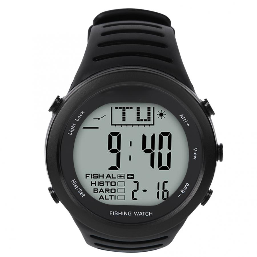 Barómetro Digital impermeable para pesca, brújula, altímetro, termómetro, barómetro portátil, reloj, escalada al aire libre, herramientas de pesca: Negro