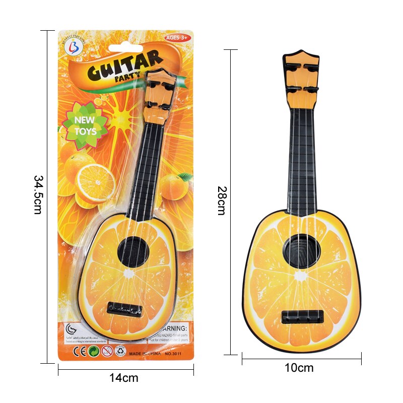 1pcs Ukulele Musical Instrument Kids Guitar Montessori Toys for Children School Play Game Education Christmas: 28cm Orange